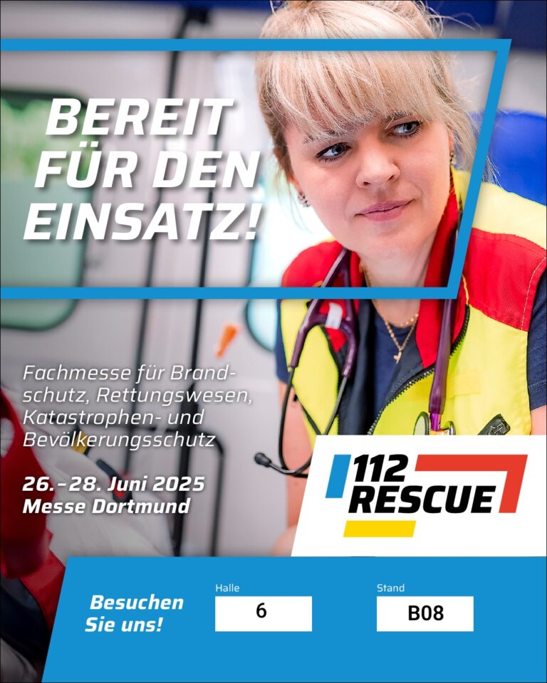 From June 26 to 28, 2025, we will be exhibiting at the 112RESCUE trade fair in Dortmund!